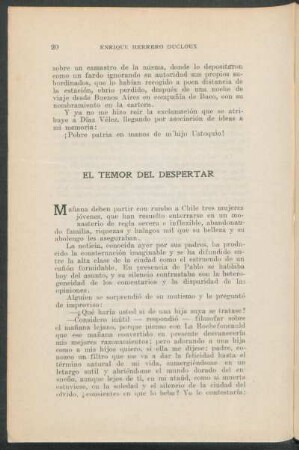 El temor del despertar