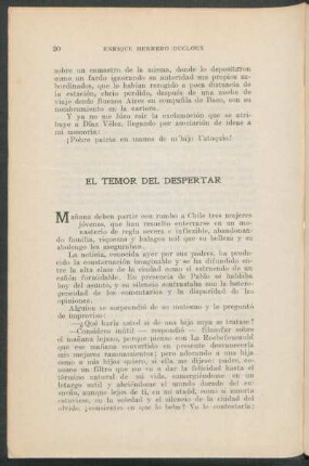 El temor del despertar