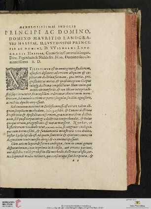 Generosissimae indolis Principi ac Domino, Domino Mavritio Landgravio Hassiae, [...]