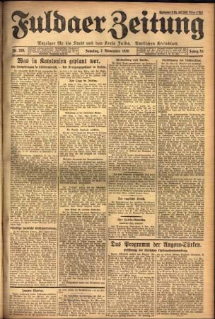 Erste Ausgabe vom Sonntag, den 07. November 1926.