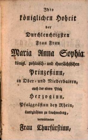 Trauerrede auf den tödtlichen Hintritt Maximilian Joseph III. ... in Ober- und Niederbayern Churfürsten ...