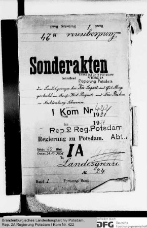 Landesgrenze bei Neu Sagast und Gut Muggerkuhl im Kreise Westprignitz und Neu-Ruhn in Mecklenburg-Schwerin