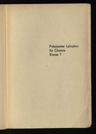 Präzisierter Lehrplan für Chemie Klasse 7