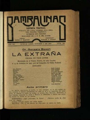 La extrana : drama en tres actos