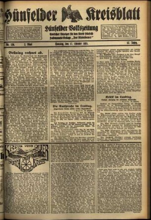 Zweite Ausgabe vom Samstag, den 17. Oktober 1931.