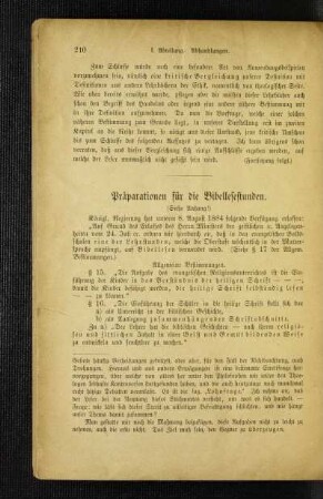Präparation für die Bibellesestunden