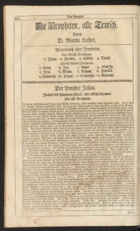 Die Propheten, alle Teutsch, Durch D. Martin Luther