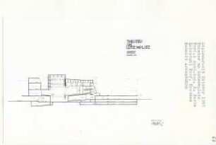 Theater am Lützowplatz, Berlin-Tiergarten (Diplomarbeit bei Bernhard Hermkes): Arenabühne, Schnitt 1:200
