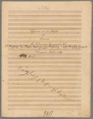 Hymne an die Musik; op. 17/1, E|b; Coro maschile - BSB Mus.Schott.Ha 9882-4