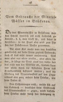Vom Gebrauche der Mineral-Wässer in Brückenau.