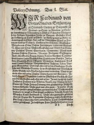 [Text der PoliceyOrdnung]