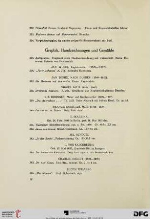 Graphik, Handzeichnungen und Gemälde (Nr. 335-420)