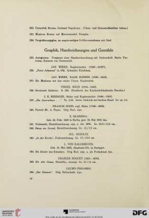 Graphik, Handzeichnungen und Gemälde (Nr. 335-420)