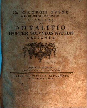 Libellus de dotalitio propter secundas nuptias cessante