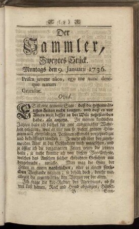 Zweytes Stück. Montags den 9. Januarii 1736.