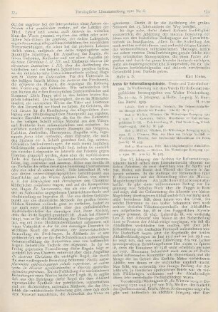 174-178 [Rezension] Friedensburg, Walter (Hrsg.), Archiv für Reformationsgeschichte. Texte und Untersuchungen. Nr. 21 - 24, 6. Jahrg