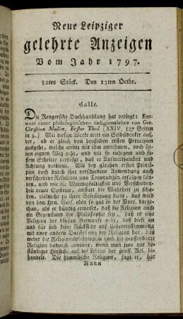 82tes Stück. Den 13ten Octbr.