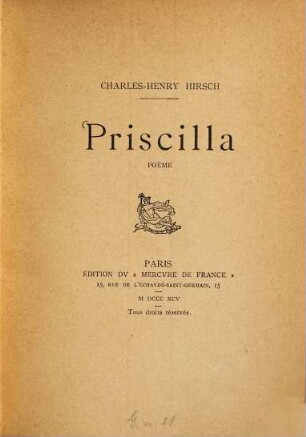 Priscilla : Poème