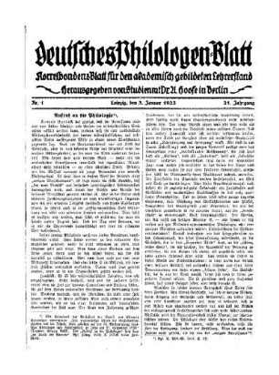 Aufruf an die Philologie