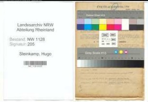 Entnazifizierung Hugo Steinkamp , geb. 08.10.1921 (Polizist)