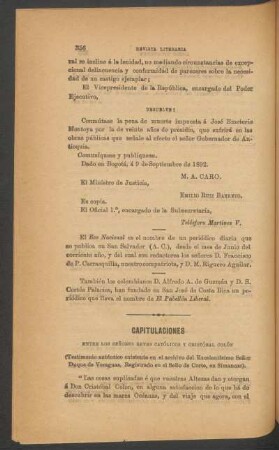 Capitulaciones entre los Señores Reyes Católicos y Cristobál Colón