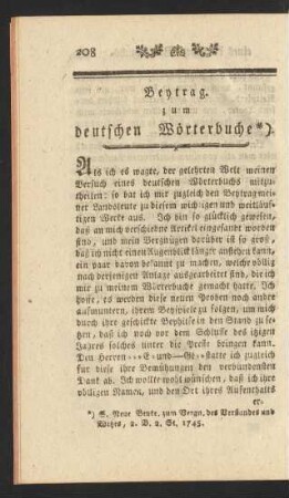 Beytrag. zum deutschen Wörterbuche