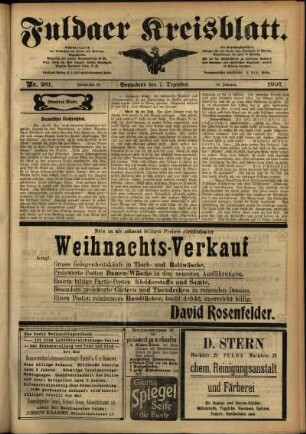 Zweite Ausgabe vom Samstag, den 07. Dezember 1907.
