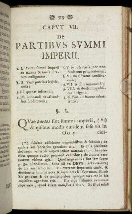 Caput VIII. De Partibus Summi Imperii.