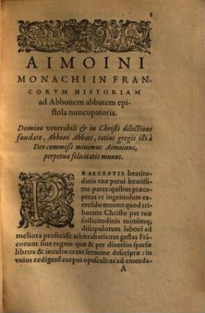 Aimoini monachi, qui antea Annonii nomine est historiae francorum : libri 5