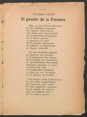Primera parte : El gaucho de la frontera