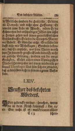 LXIV. Seuffzer des bekehrten Mörders