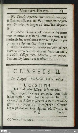 Classis II. De Diagnosi Morborum Vesicae Felleae