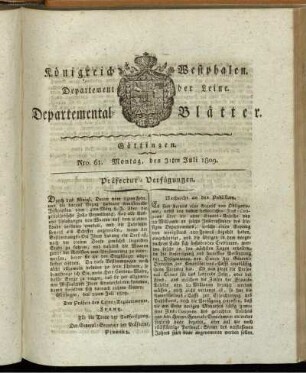 Nro 61. Montag, den 31ten Juli 1809 [-] Nro 75. Montag, den 18ten September 1809