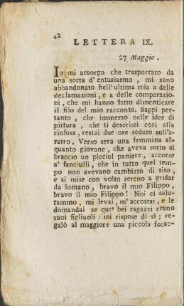 Lettera IX. 27 Maggio
