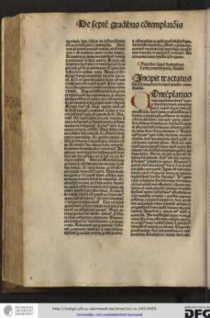 Incipit tractatus sancti Bonaventure de septem gradibus contemplationis.