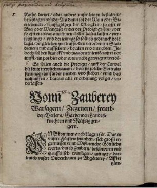 Vonn Zauberey Warsagern/ Ziegenern/ frembden Betlern/ Gardenden Landesknechten und Müssiggengern
