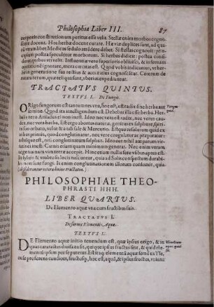 Philosophiae Theophrasti HHH. Liber Quartus. De Elemento aquae una cum fructibus suis.