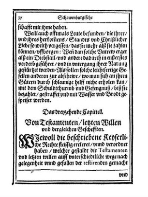 Cap. 13. Von Testamenten, Letzten willen unnd dergleichen Geschefften.