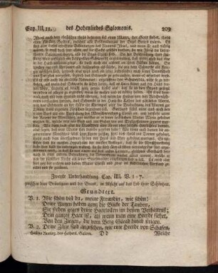 Zweyte Unterhandlung Cap. IIII. V. 1 - 7. zwischen dem Bräutigam und der Braut, in Absicht auf das Lob ihrer Schönheit.
