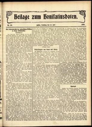 Zweite Ausgabe vom Sonntag, den 18. Juli 1909.