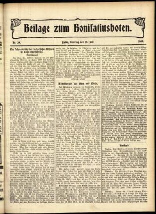 Zweite Ausgabe vom Sonntag, den 18. Juli 1909.