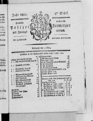 9tes Stück, Ausgabe vom 3. März 1802