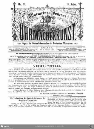 VII. Verbandstag des Central-Verbandes der Deutschen Uhrmacher (Fortsetzung und Schluss)