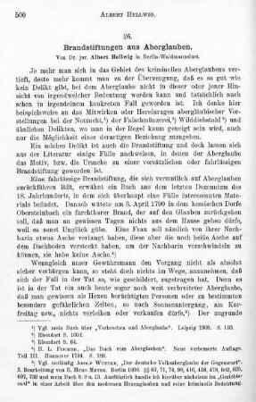 500-506, Brandstiftungen aus Aberglauben