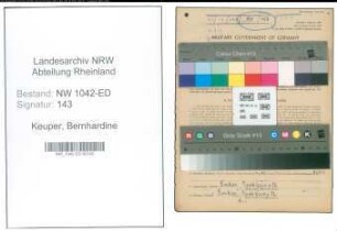 Entnazifizierung Bernhardine Keuper , geb. 23.01.1908 (Lehrerin)