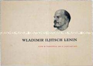 Einladung zu einer Feier anlässlich des 28. Todestages von Wladimir Iljitsch Lenin