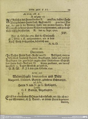 Num. XI. Decretum