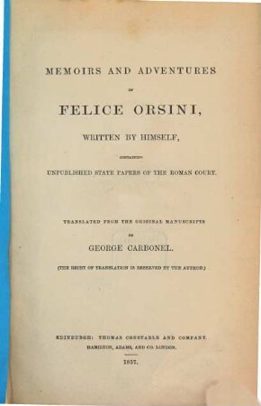 Memoirs and adventures : containing unpubl. papers of the Roman Court