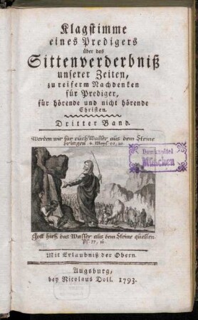 3: Klagstimme eines Predigers über das Sittenverderbniß unserer Zeiten. Dritter Band