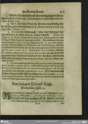 Am heiligen Pfingst-Tage